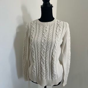 L.L. Bean White/Cream Fisherman Style Sweater S